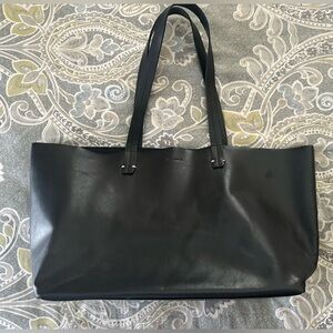 Clare V Black Leather Tote Bag